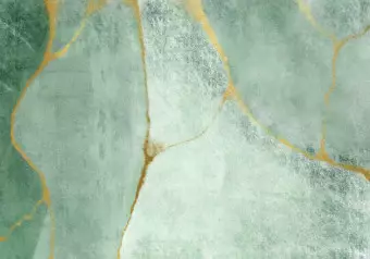 Wall Mural Delicate malachite - background with turquoise abstraction and gold elements Wallpaper Cropper