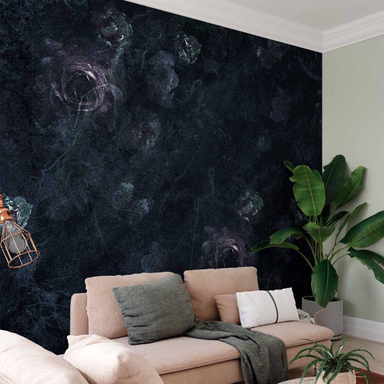 Wall Mural Dark roses - flowers on an artistic background in shades of blue