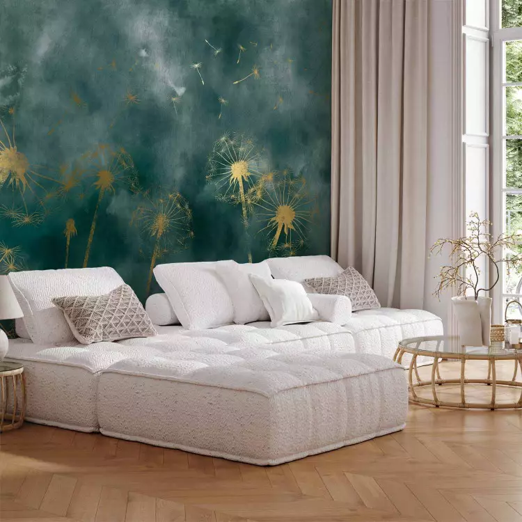 Blowers and wind - flowers on a non-uniform background in marine tones