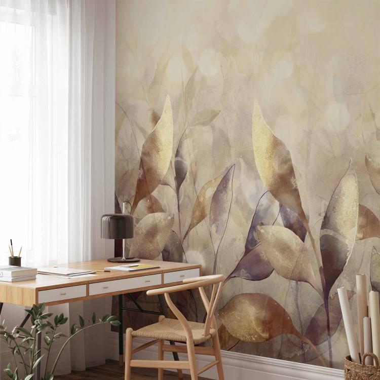 Wall Mural Orchard - nature landscape with composition of plants and golden glow on leaves