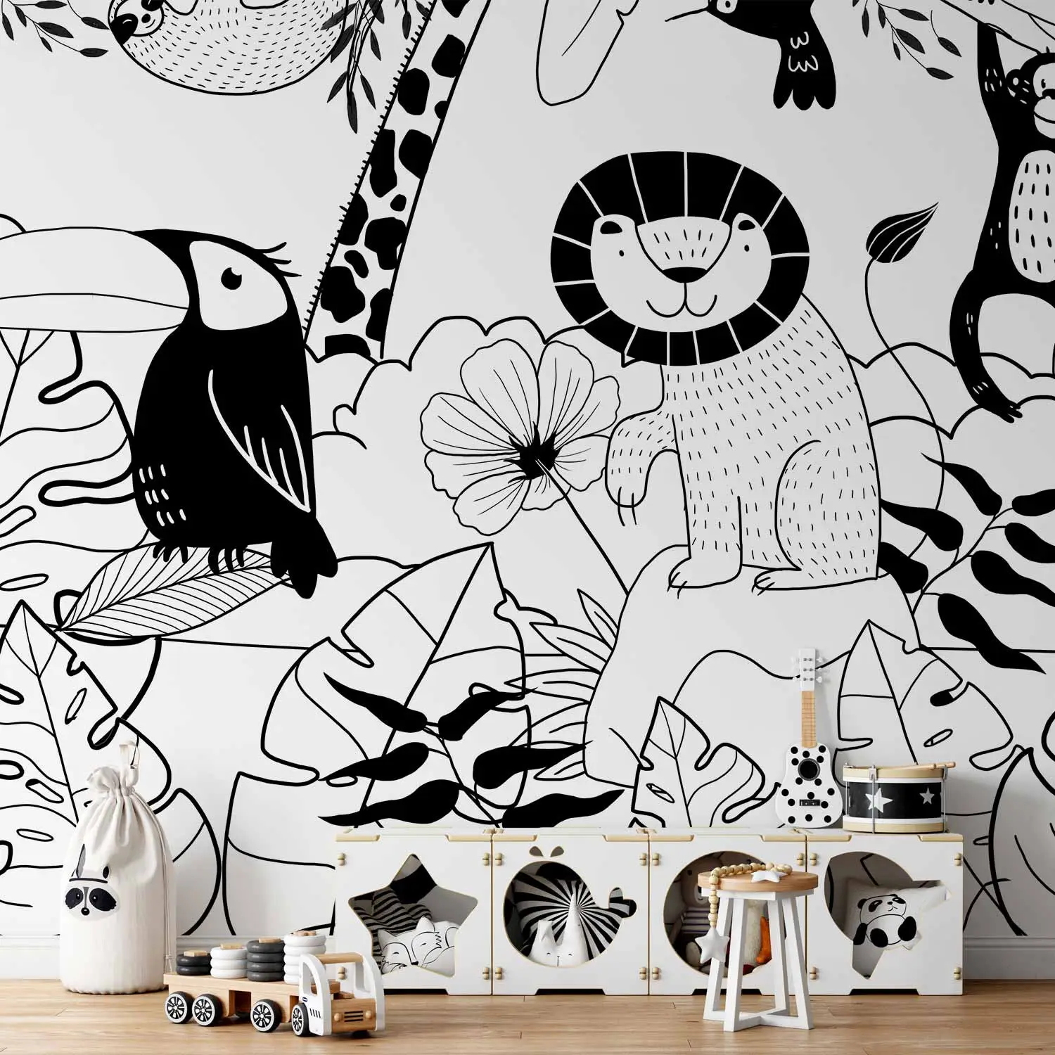 black and white wallpaper animals