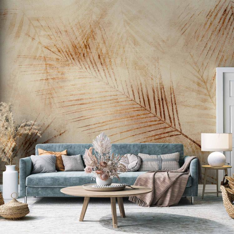 Wall Mural Desert nature - landscape with a distinct palm tree motif on a beige background