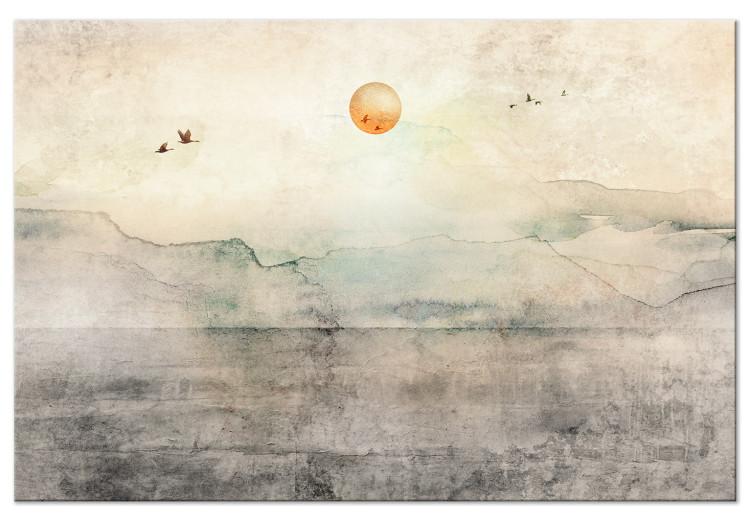 Canvas Silent Departure (1-piece) Wide - landscape overlooking mountains and sun