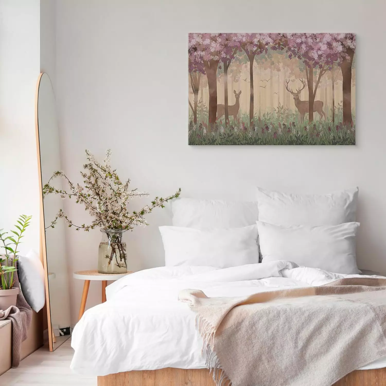Canvas Art Print Morning in the Forest Wide - drawing of animals for children
