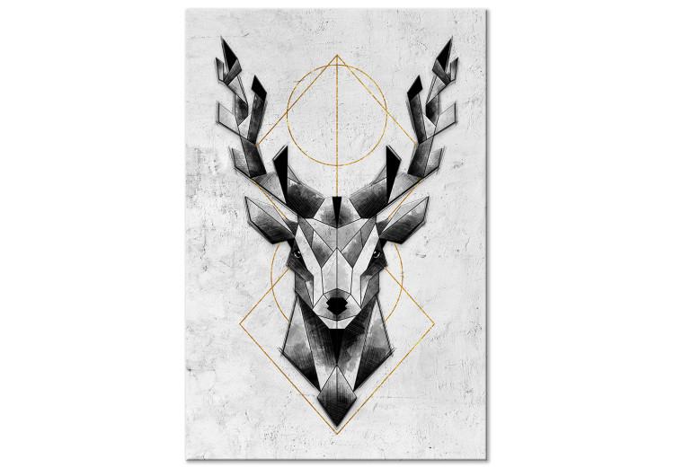 Canvas Gray Deer (1-piece) Vertical - geometric abstraction and animal