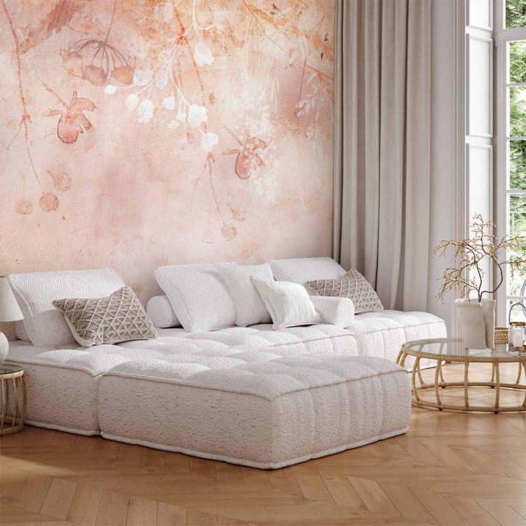 Wall Mural Subtle plants - landscape with a loose composition of flowers in shades of pink