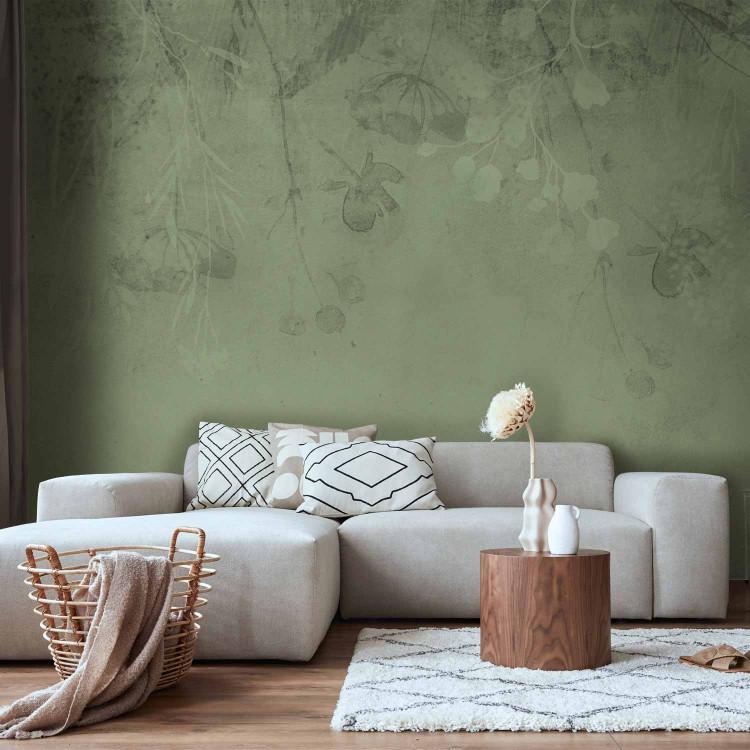 Wall Mural Subtle plants - landscape with a composition of flowers in shades of green
