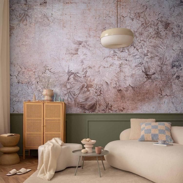 Wall Mural Poetry - textured abstraction with ornament effect in pink tones
