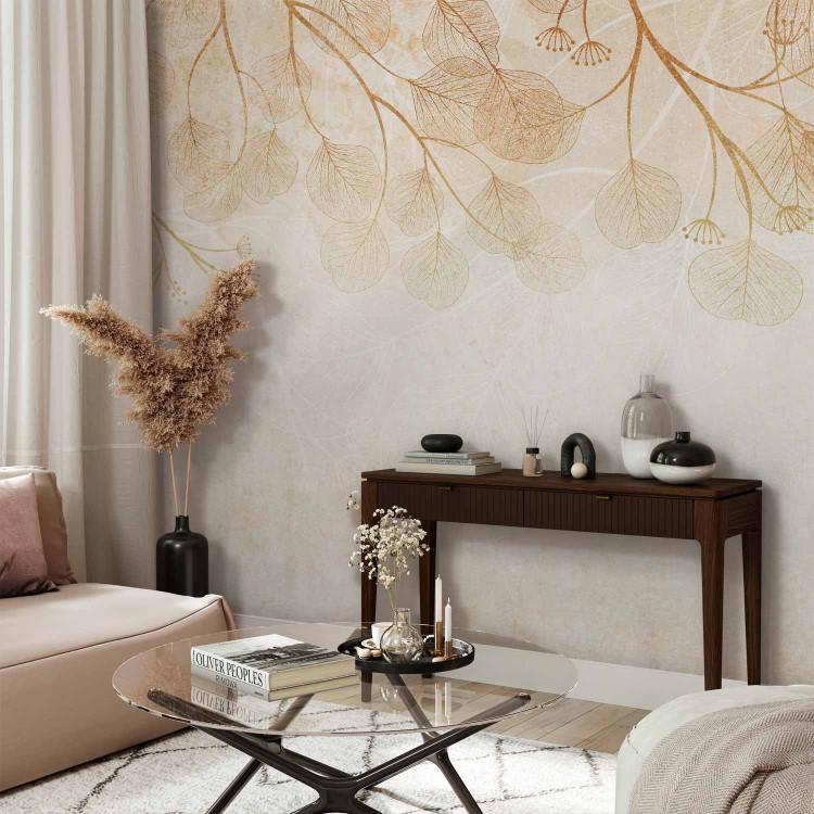 Wall Mural Delicate boho - landscape with orange composition of leaves and flowers