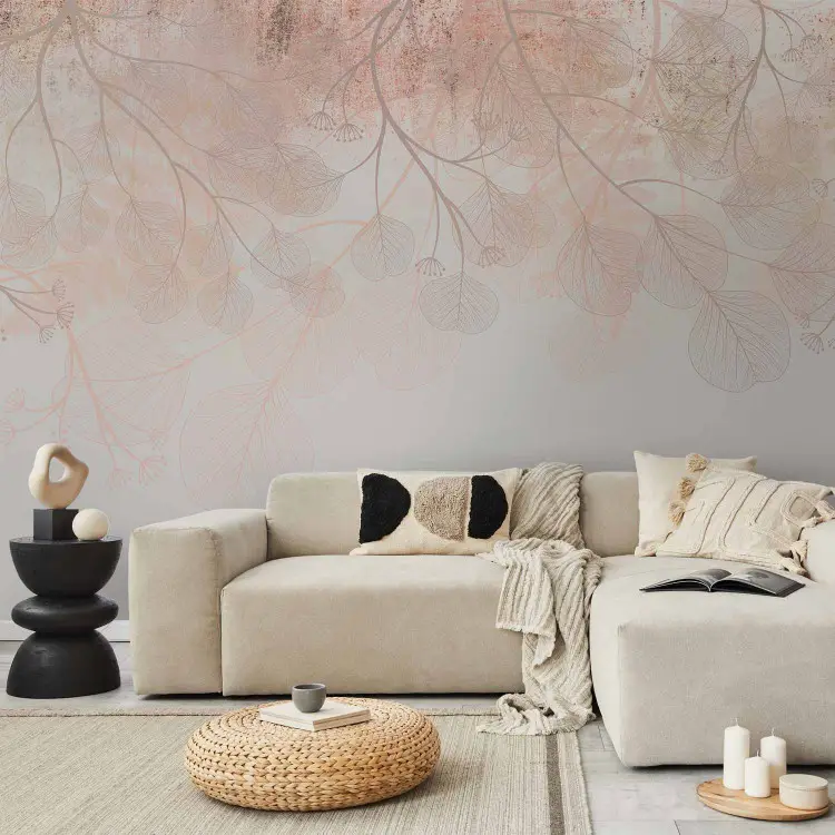 Wall Mural Delicate boho - landscape with composition of flowers and ...