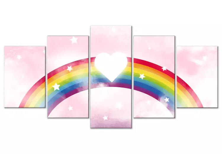 Canvas Sky Full of Love (5-piece) - heart and colorful rainbow for kids