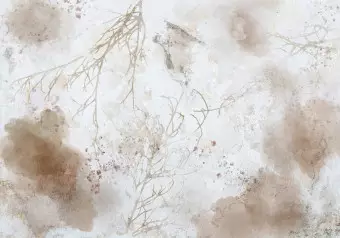 Photo Wallpaper Sigh - concrete textured abstract with single branches Wallpaper Cropper
