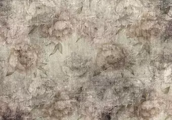 Wall Mural Venetian peonies - flowers on a background with a vintage effect of destruction Wallpaper Cropper