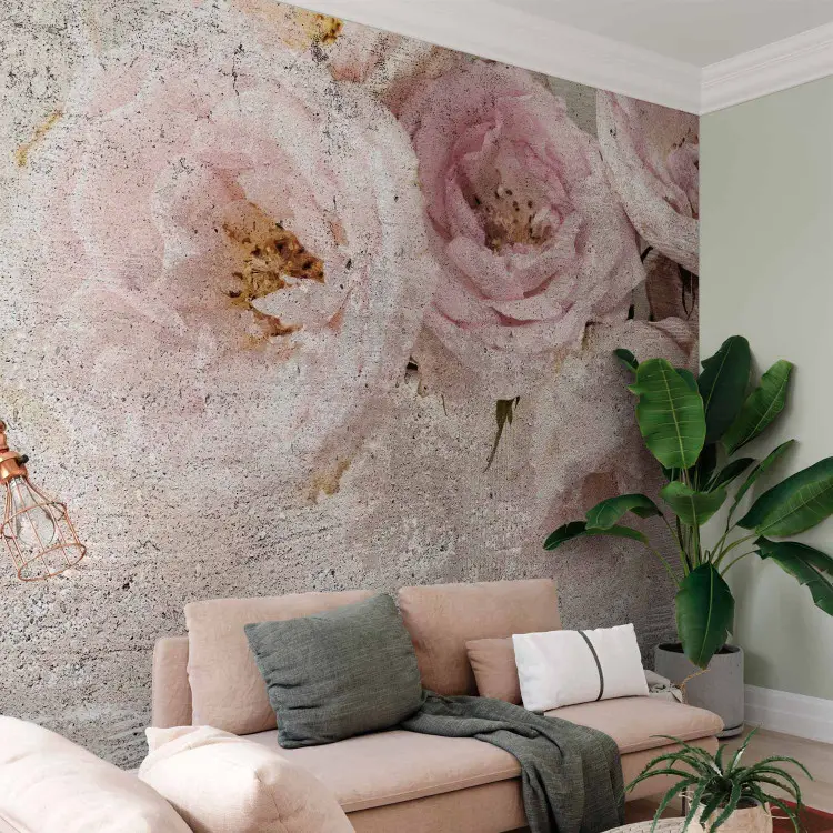 Rose Powder Drawing Photo Wallpaper Powder roses - composition of flowers on a raw ...