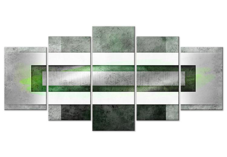 Canvas Metal Abstraction (5-piece) - geometric green composition