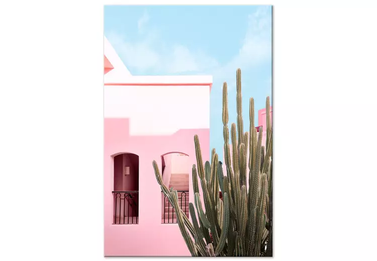 Canvas Miami Cactus (1-piece) - pink architecture in a holiday landscape
