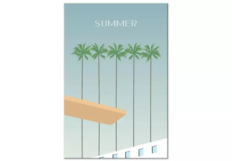Canvas Summer Time (1-piece) - landscape with palms and the word "summer" in English
