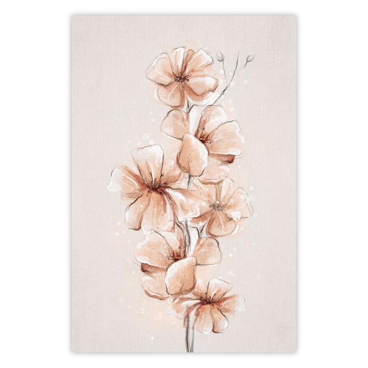 Poster Watercolor Flowers - Delicate Boho Twig in Warm Sepia Colors