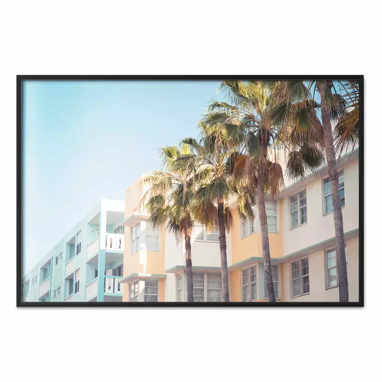 The City of Miami - Palm Trees and the Florida Coast Architecture in Summer in Pastels