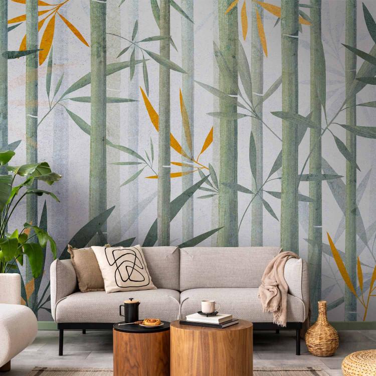 Wall Mural Bamboo jungle - motif of exotic green vegetation with leaves