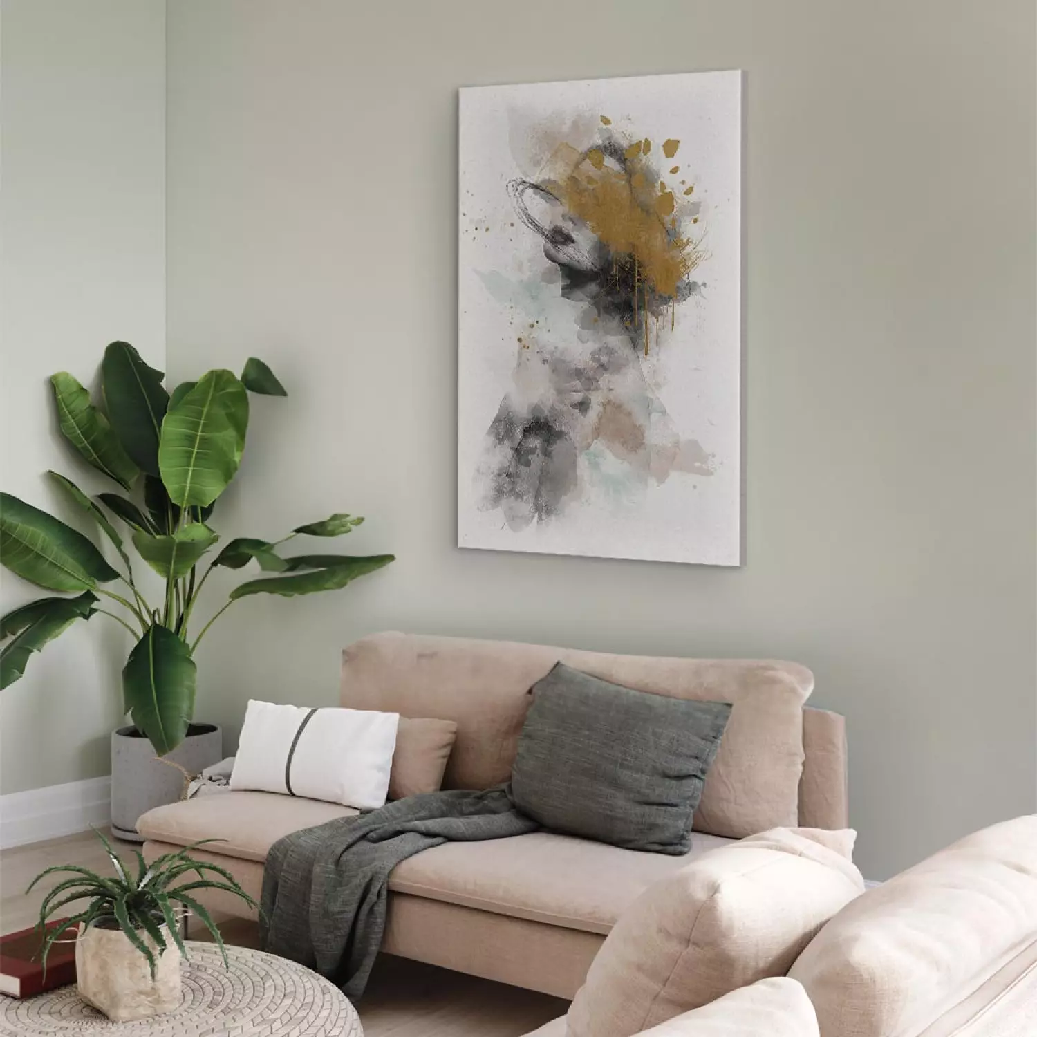 Canvas Print Golden Sigh - Abstract Portrait of a Woman's Face