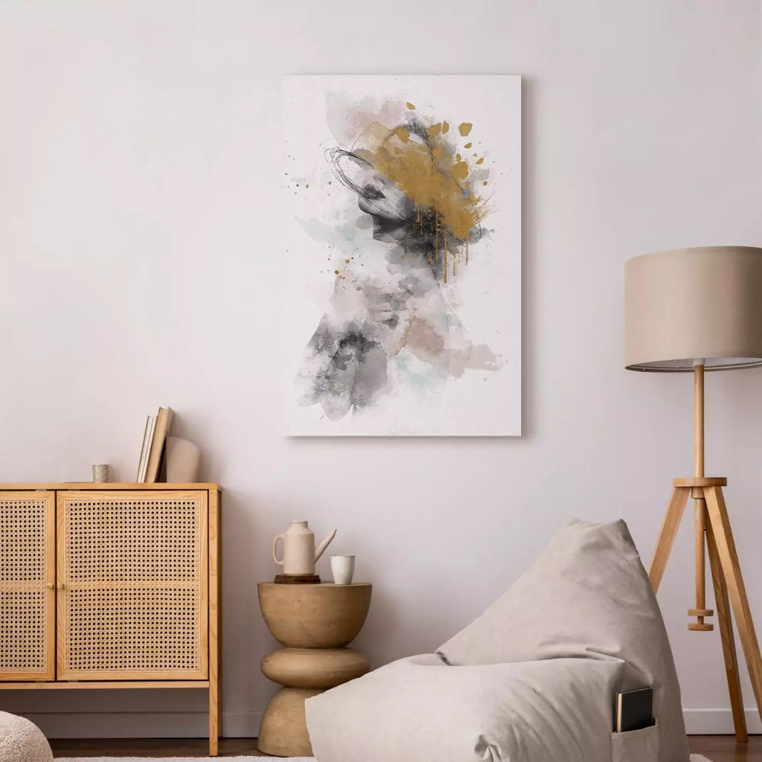 Canvas Print Golden Sigh - Abstract Portrait of a Woman's Face
