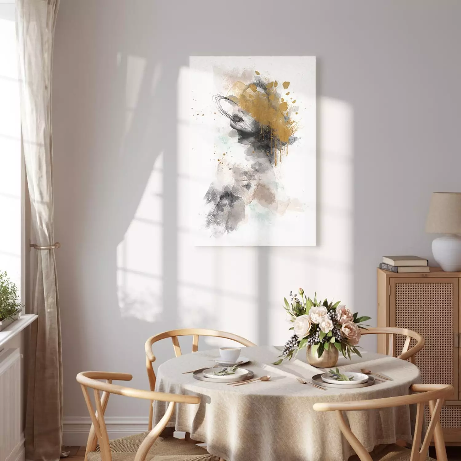 Canvas Print Golden Sigh - Abstract Portrait of a Woman's Face