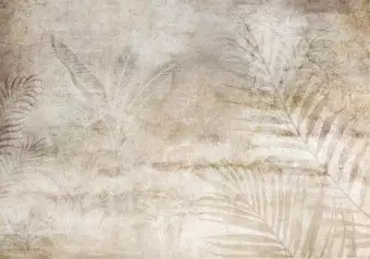 Wall Mural Beige nature - composition with leaves and palm trees in grey light colours Wallpaper Cropper
