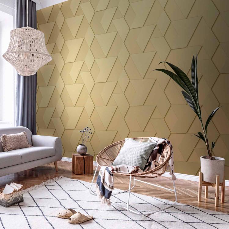 Wall Mural Geometric shapes - minimalist composition in golden colour