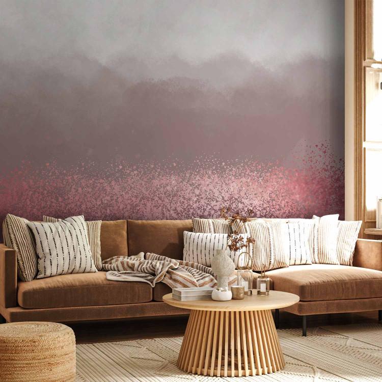 Wall Mural Shades of grey - abstract with grey gradient and pink pattern