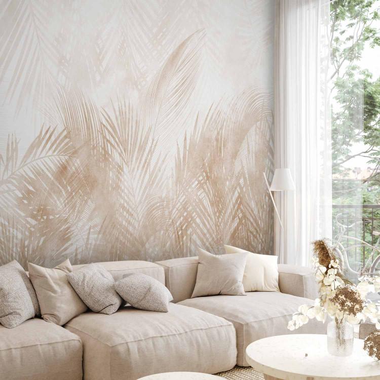 Wall Mural Relaxed plants - interpenetrating palm leaves in sepia tones