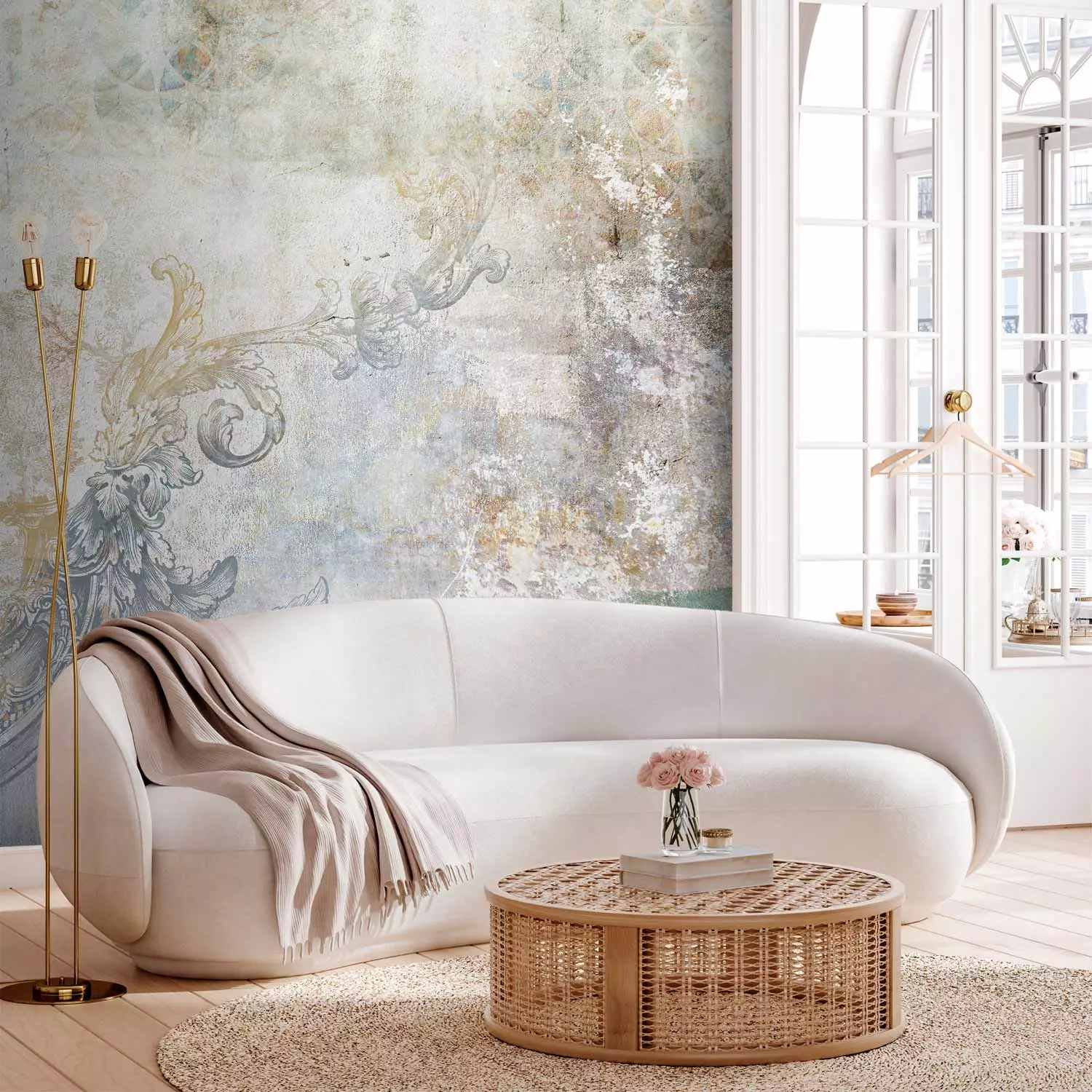 Photo Wallpaper Old style - vintage style background in blue and beige  colours - bimago, image size:1500x1500