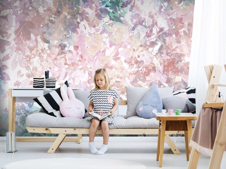 Wall Mural Magic garden - spring branches and leaves in pastel colours