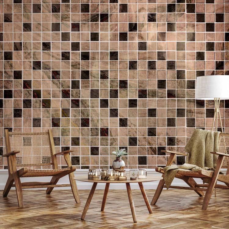 Wall Mural Ornamental mosaic - brown bathroom tiles in abstract patterns