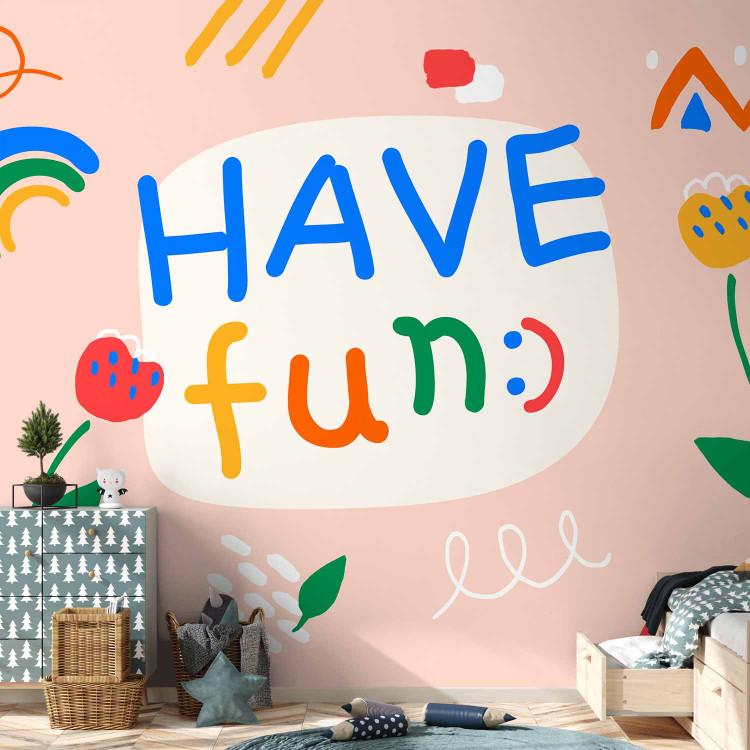 Wall Mural Colourful have fun lettering - fun doodle on salmon background for children