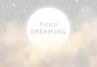 Wall Mural Keep Dreaming - lettering against a background of sky and clouds in powdery tones Wallpaper Cropper