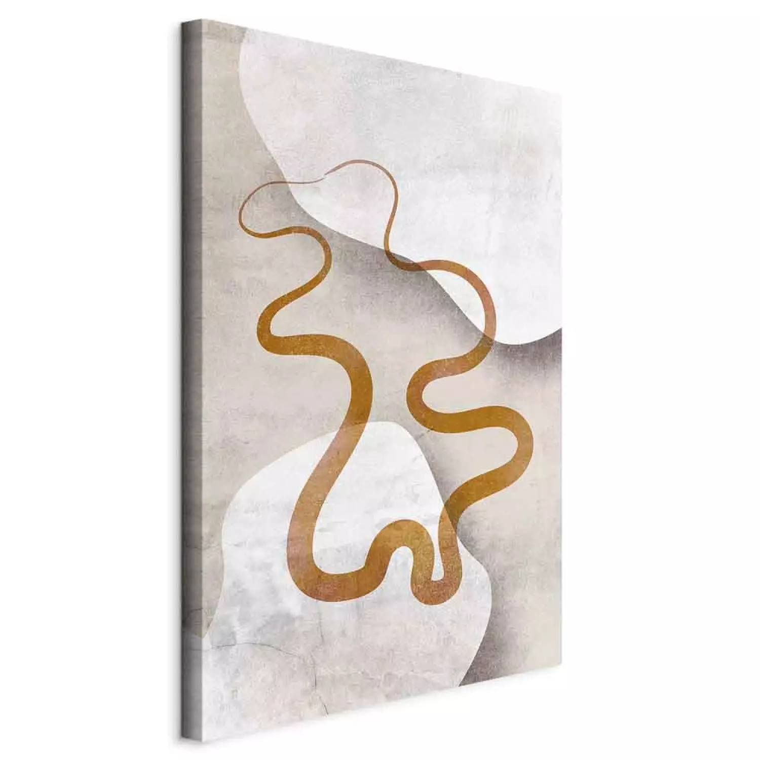 Canvas Art Print Orange Ribbon - abstraction in two brown waves