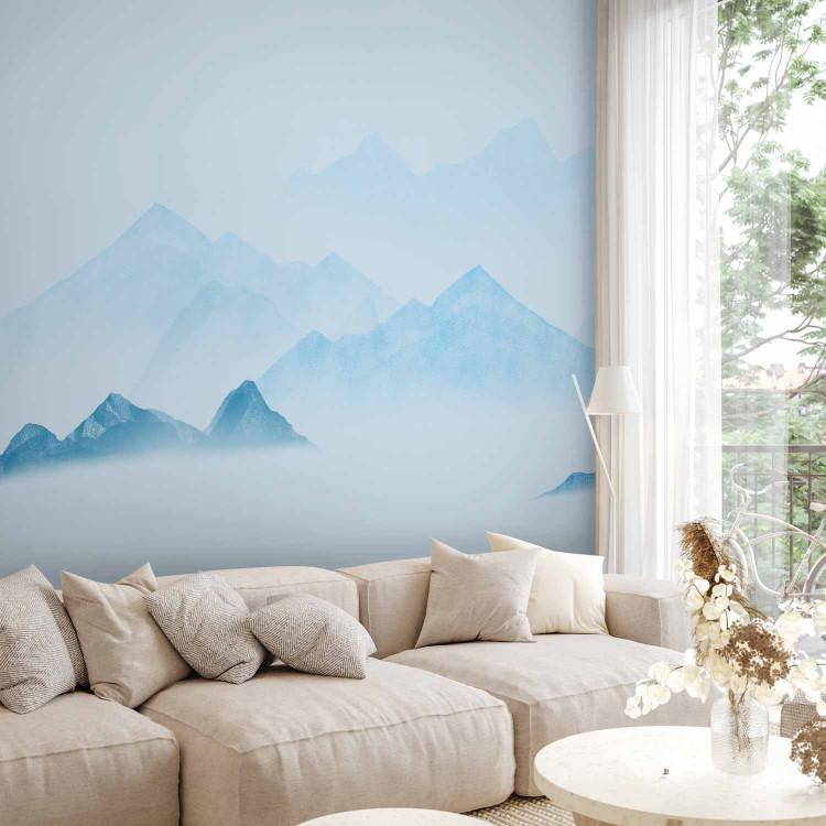 Wall Mural Serenity of nature - watercolour landscape with blue mountain peaks