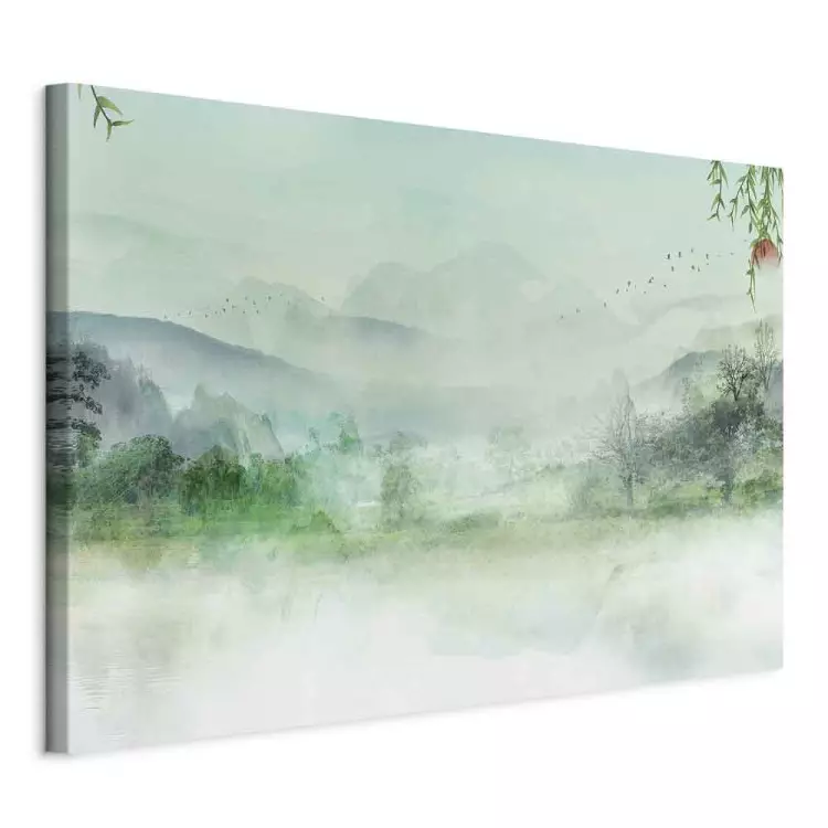 Misty Landscape (1-piece) - green landscape overlooking forest and mountains