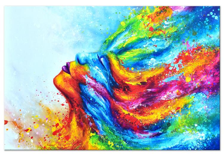 Canvas Colorful Lady (1-piece) - colorful abstraction with a woman's face