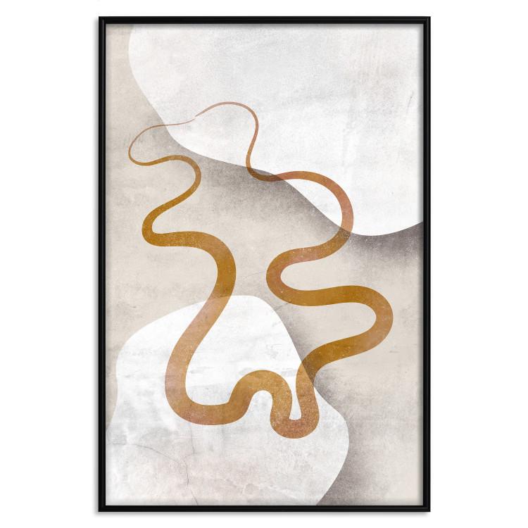 Poster Wavy Ribbon - Orange Shape on White and Beige Backgrounds