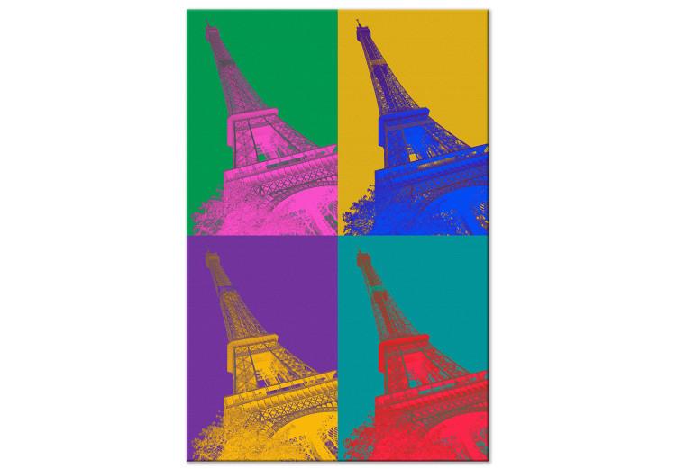 Canvas Colorful Paris (1-piece) - collage with the Eiffel Tower in pop-art style