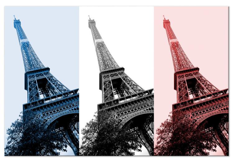 Canvas Parisian Collage (1-piece) - Eiffel Tower in the national colors of the country