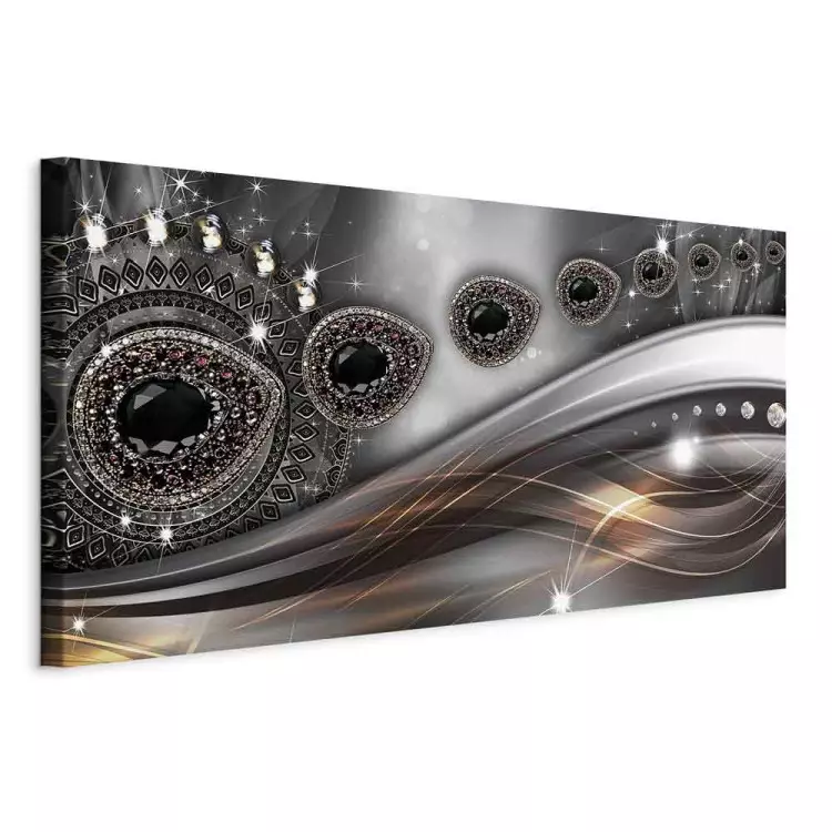 Black Diamonds (1-piece) - abstraction in jewels on a silver background