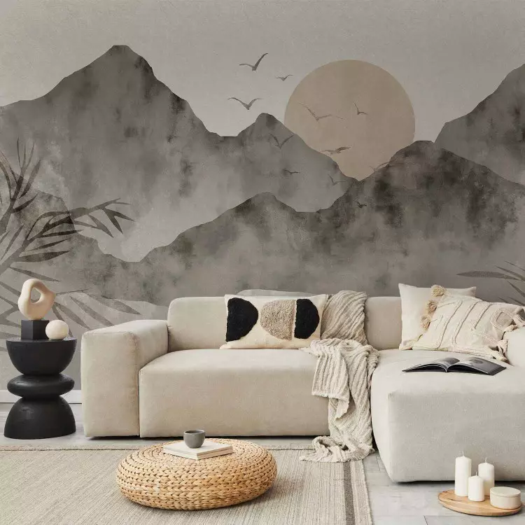 Wabi-sabi landscape - sunset and mountain landscape in Japanese style