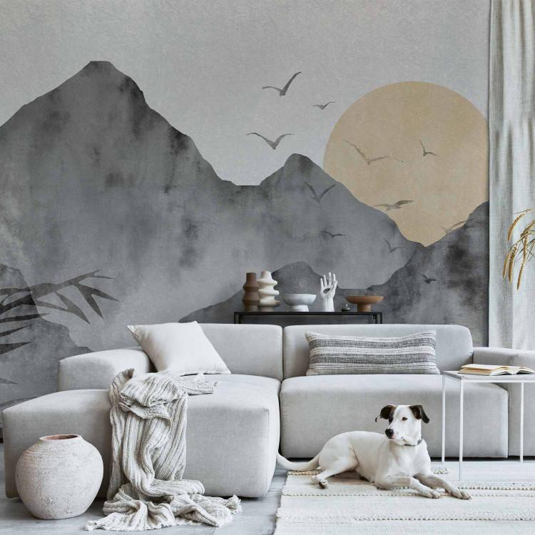 Wall Mural Wabi-sabi landscape - landscape of mountains and sunrise in Japanese style