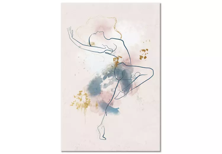Canvas Beautiful Ballerina (1-piece) - watercolor line art of a dancing woman