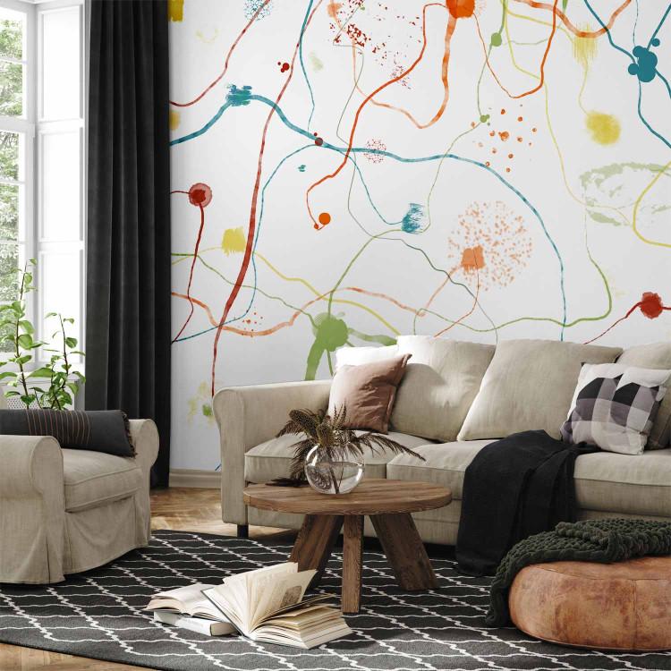 Wall Mural Artistic Stains - Abstract Paint Blots on a White Background