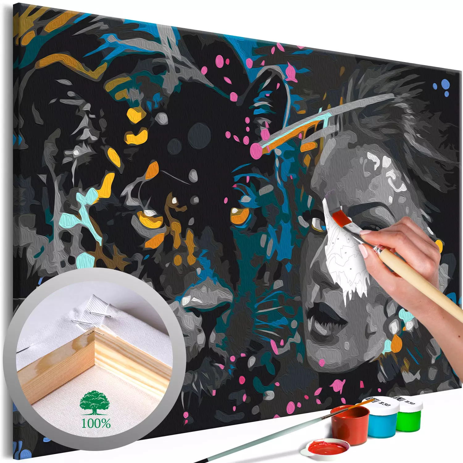Paint by numbers for adults Black Puma and the Girl bimago