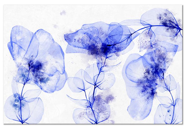 Canvas Blue Flowers (1-piece) - plants painted with watercolors and ink